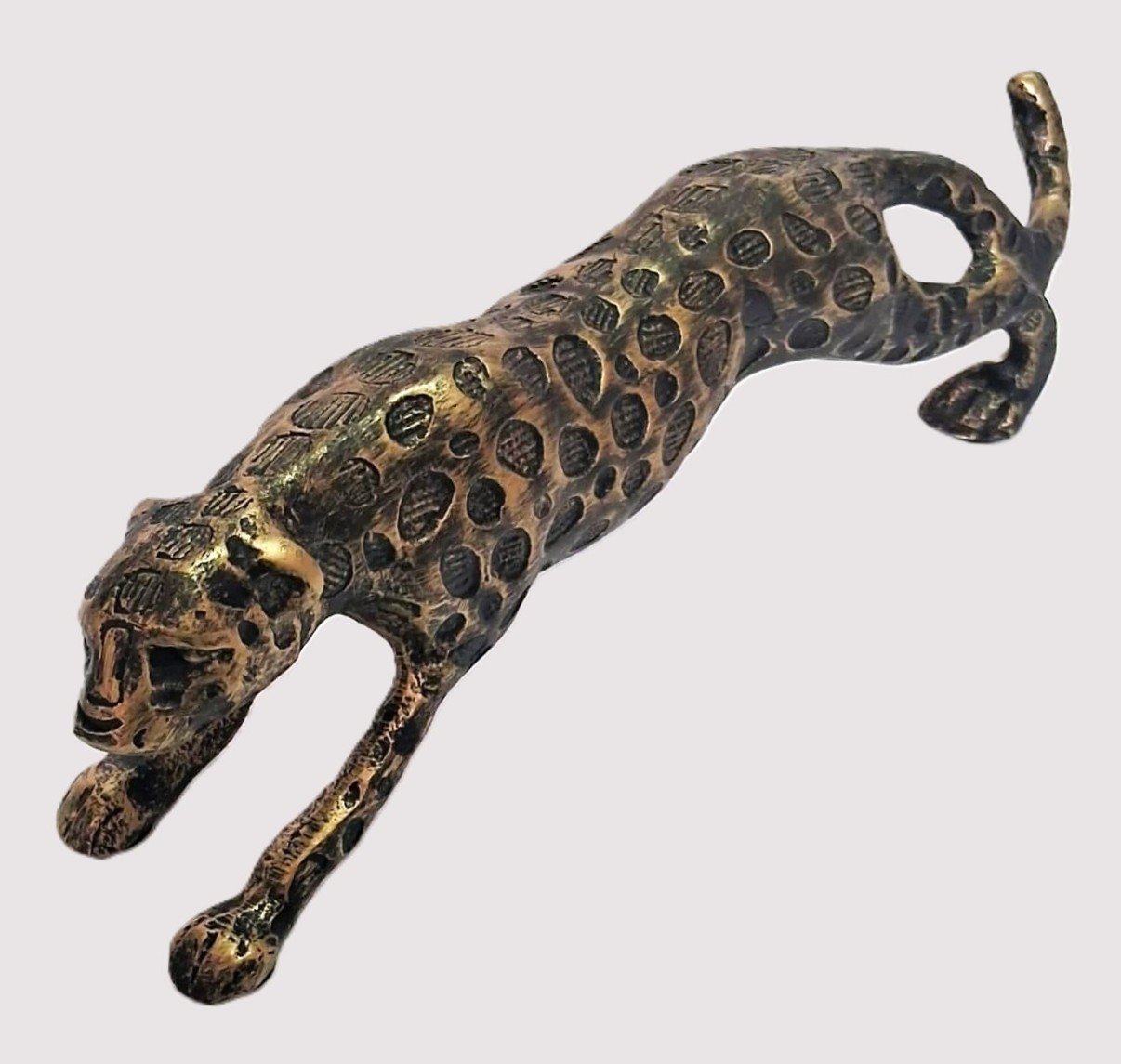 Large Metal Leopard Statue - Bronze / Gold Antique Hand Finished