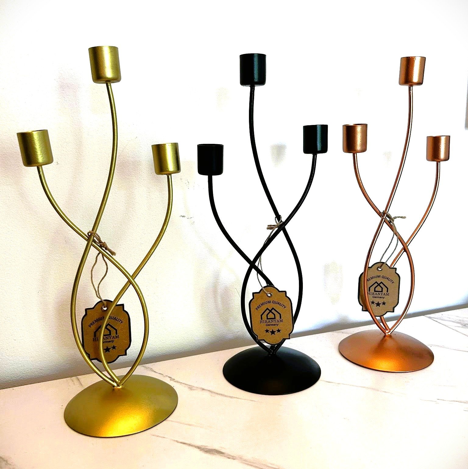 High quality Large Metal Candle holder with 3 Arms - 33 cm