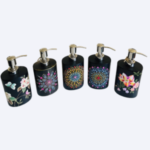 Handpainted Metal Soap Dispenser - Floral - Stainless Steel