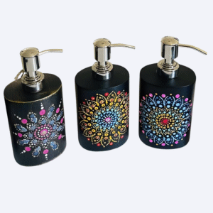 Handpainted Metal Soap Dispenser - "Mandala" / "Mandala Antique" - Stainless Steel