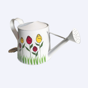 Handpainted White Garden Metal Watering Can