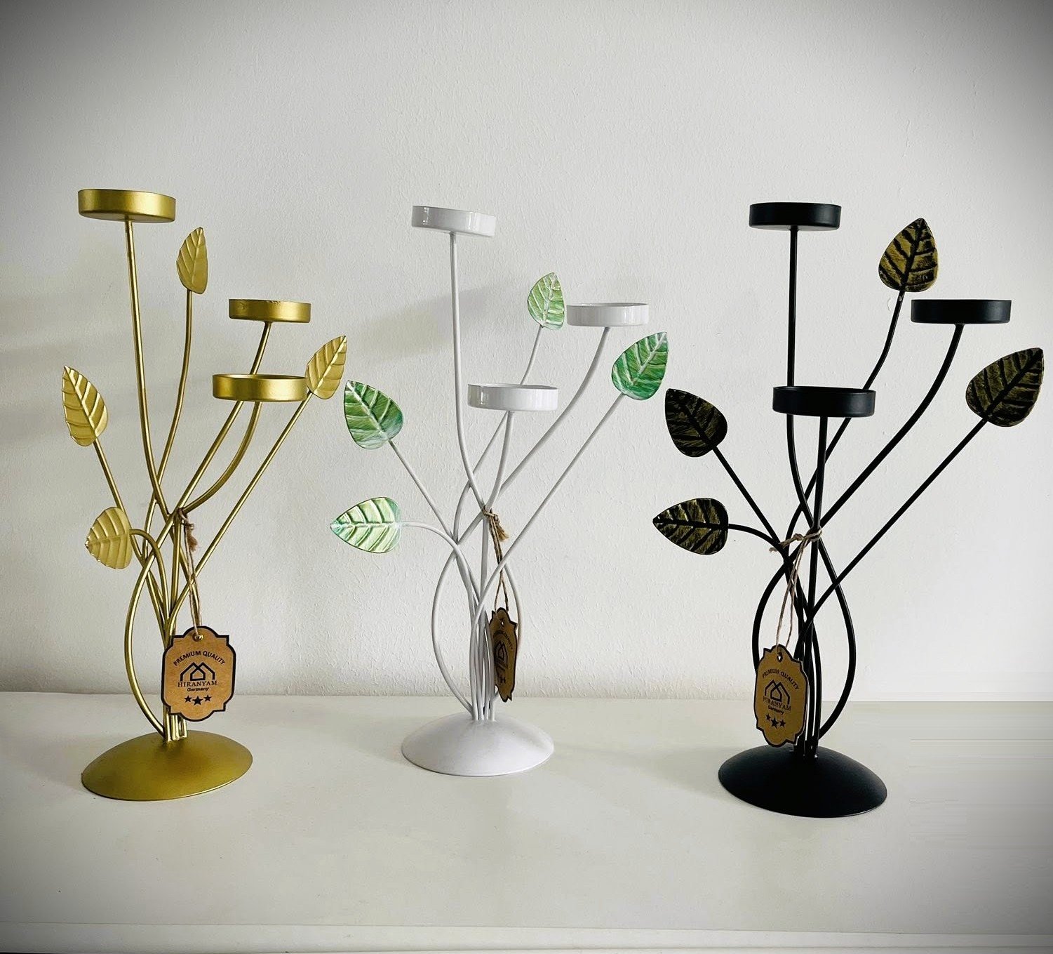 Large Metal Candle holder with 3 Arms  - 35 cm