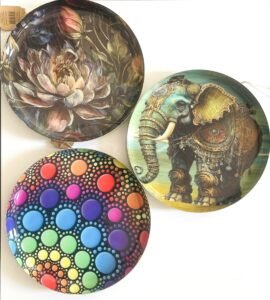 Designer Metal Tray / Wall decor plate with Enamel-Art
