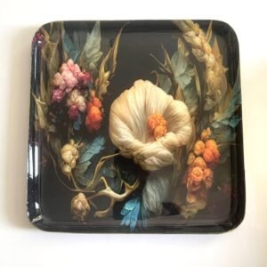 Designer Metal Tray / Wall decor plate with Enamel-Art - Square