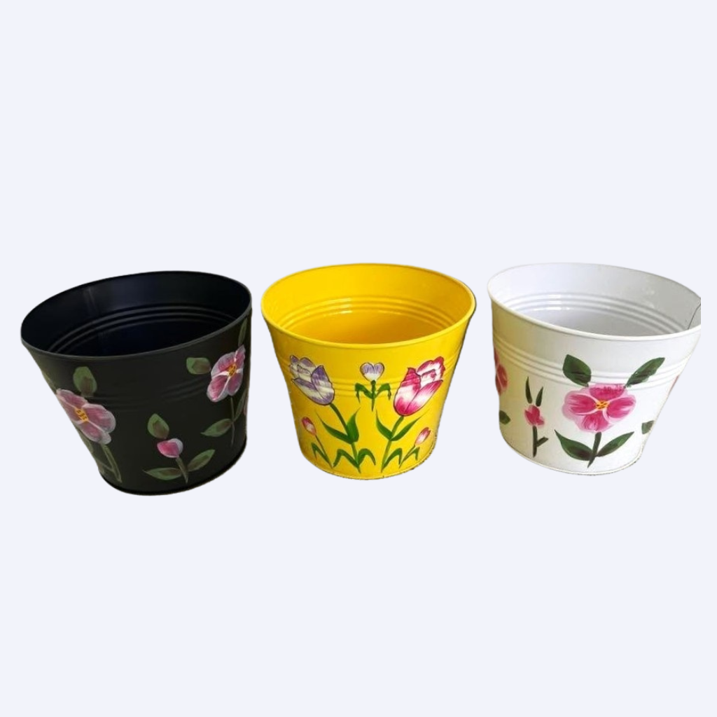 Handpainted Metal Flower pot
