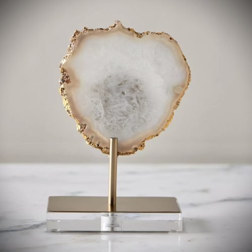 Achat-Dekoration mit Metallständer Semi precious Stone