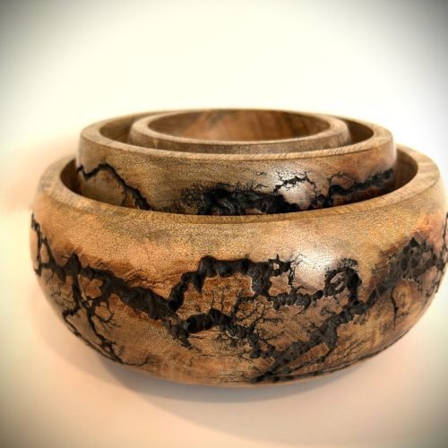 Fraktale gebrannte Holz ge+ñtzte Holzschalen - Fractal burnt Wood Bowl