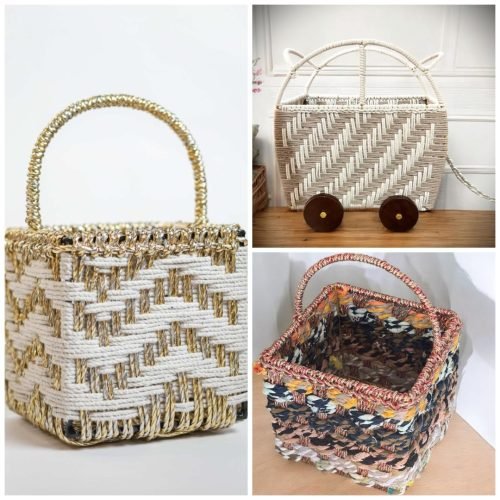 Geflochtene K+¦rbe Seil Weidengeflecht Jute Woven Baskets rope Wicker