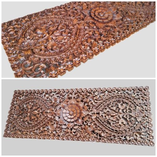 Geschnitztes h+¦lzernes Kopfteil Carved Wooden HeadBoard