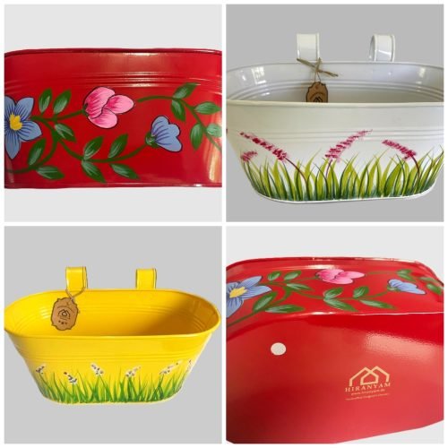Handbemalte Metall-Pflanzgefäß Handpainted Balcony Planters