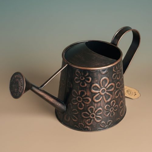 Handbemalte geprägte Metall Gießkanne - Handpainted Watering Can