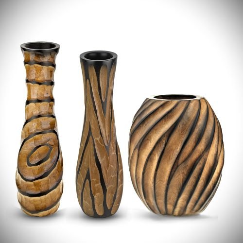 Handgeschnitzte Holz Blumenvase - Wooden Hand Carved Flower Vase