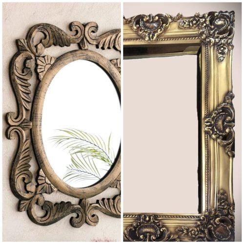 Handgeschnitzter Holz-Wandspiegel - Carved Wood Wall Mirror