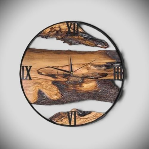 Holzuhr Fractal Burn Wood Clock
