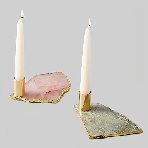 Kerzenhalter aus Achat und Quarz - Agate & Quartz-Candle-Holder