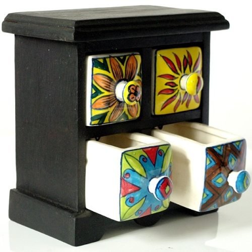 Kleine, handbemalte Schubladen f++r Schl++ssel GÇô Flur