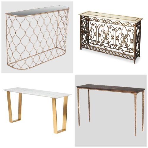 Konsolentische aus Metall, Glas und Marmor Console Tables Metal Glass Marble