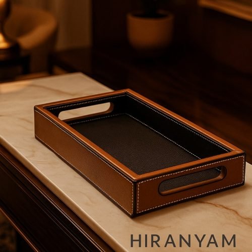 Leder tablett f++rs B++ro- Leather Tray Office B++robedarf