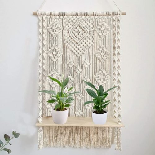 Makramee- und Holzregal Macrame & Wood Shelf