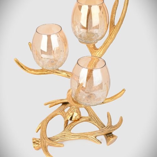 Metall Glass Kerzenhalter Candle holder Gold