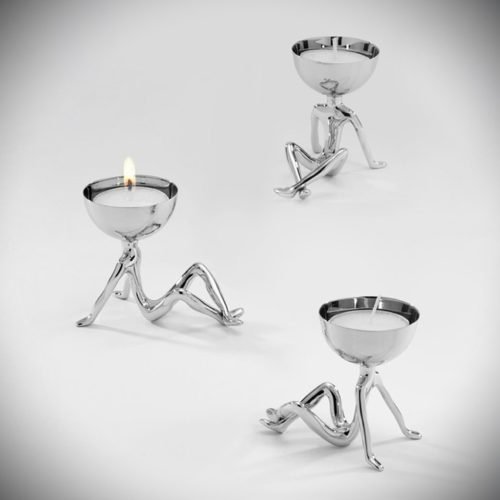 Metall Kerzenhalter Candle holder Silber