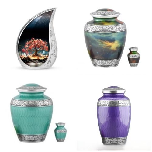 Metall urne mit Emaille Gravur Pr+ñgung - Hand Engraving Tear Drop Urn