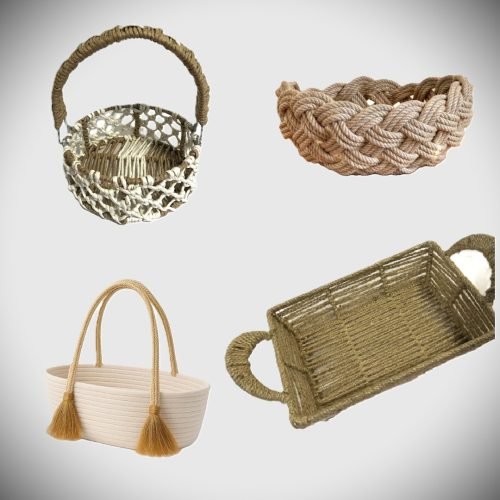 Osterkorb Baumwolle Jute und Weidengeflecht Easter Basket Cotton Jute Wicker