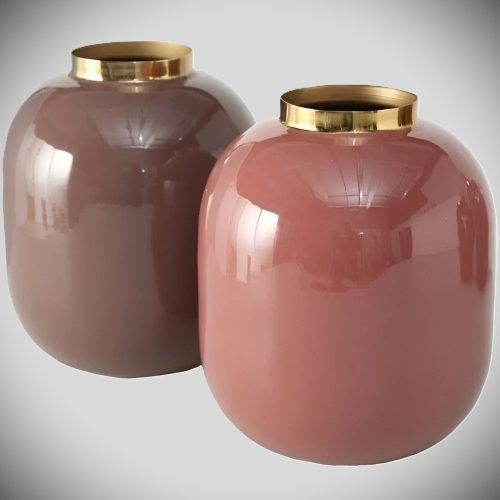 Pastellfarbene Vase mit Emaille-Kunst Pastel color vase Enameled