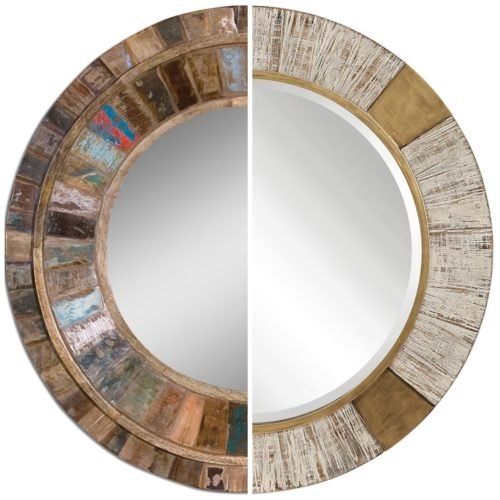 Rustikaler handbemalter Spiegel Holz rahmen Rustic Wood Mirror