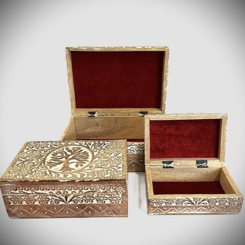 Schachtel - Mangoholz Handgeschnitzte Schmuckschatul Jewelry Box