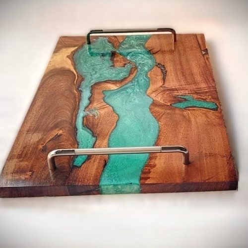 Serviertablett aus Holz und Epoxidharz- Wood & Epoxy Resin Tray