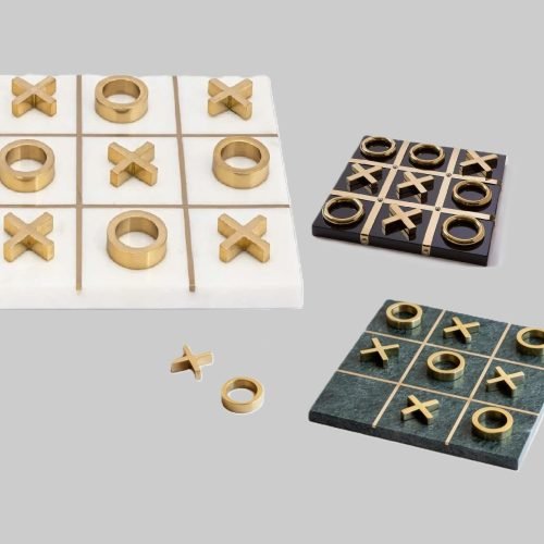 Tic tac toe Marble & Brass-Metal game - Spiel aus Marmor und Messing