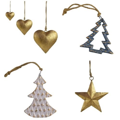 Weihnachtlicher Anhänger Metall Christmas Hanging Tree Star Heart Stern Herz